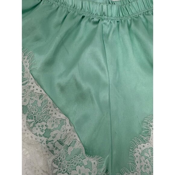 Y2K Croquette Mint French Cut Satin Lace Lounge Shorts Booty PJs Vintage - Picture 10 of 14